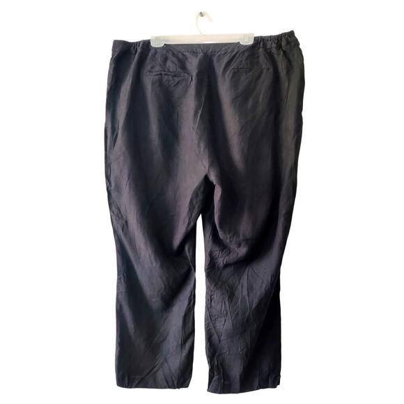 Talbots Black 100% Wide Leg Linen Pants Size 24W Windsor Curvy - Picture 2 of 7